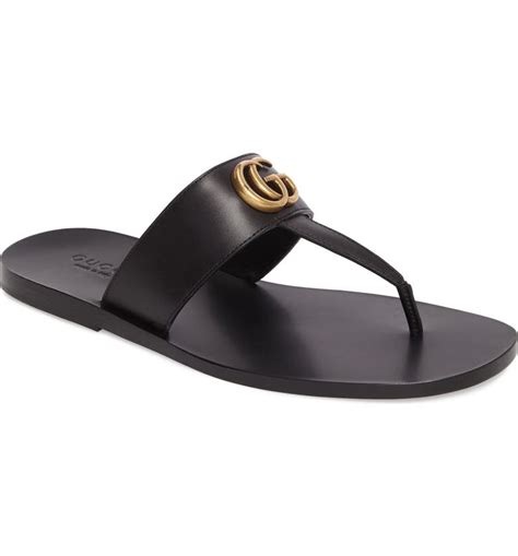 gucci leather thong sandal|Black Leather Thong Sandal With Double G .